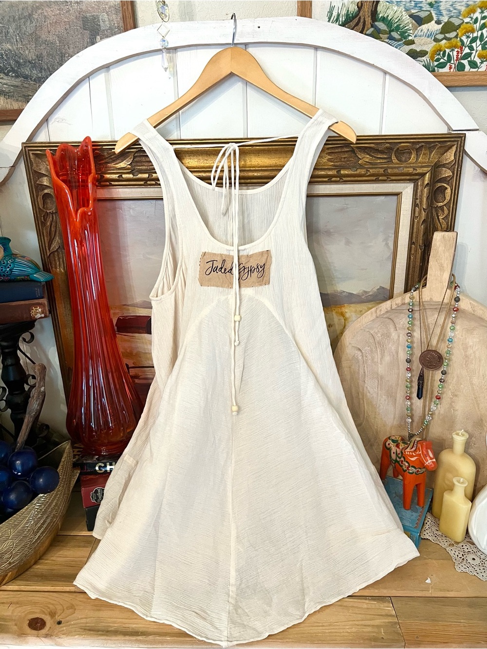 New! Jaded Gypsy “Charlie” 100% Cotton Gauze Oversized Tunic Light Ivory - Picture 6 of 8